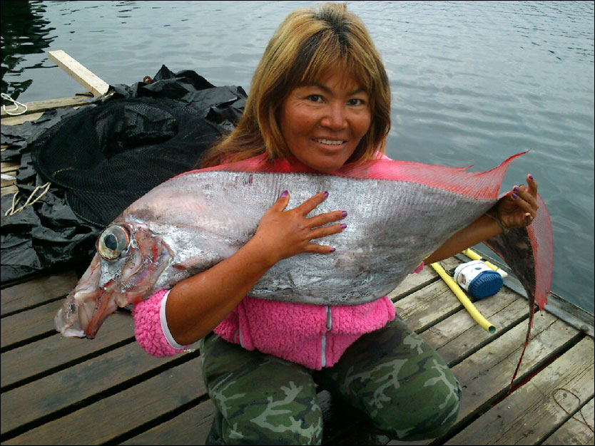 [Nita Andersen with a rare Sølv-kveite]